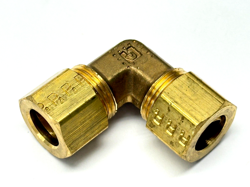Parker 2P227 3/8" OD Compression Tube 90 Degree Elbow Brass LOT OF 5 - Maverick Industrial Sales