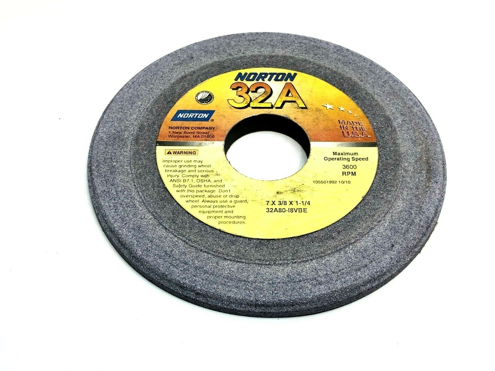 Norton 32A80-I8VBE Grinding Wheels 1-1/4" Bore 3600 RPM LOT OF 5 - Maverick Industrial Sales