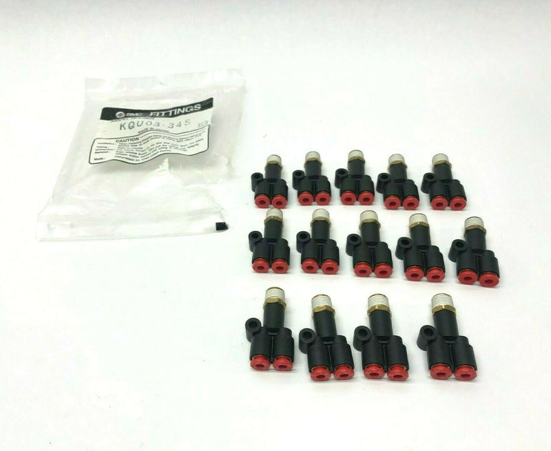 SMC KQU03-34S Pneumatic Splitter Press-To-Connect Fitting, LOT OF 14 - Maverick Industrial Sales