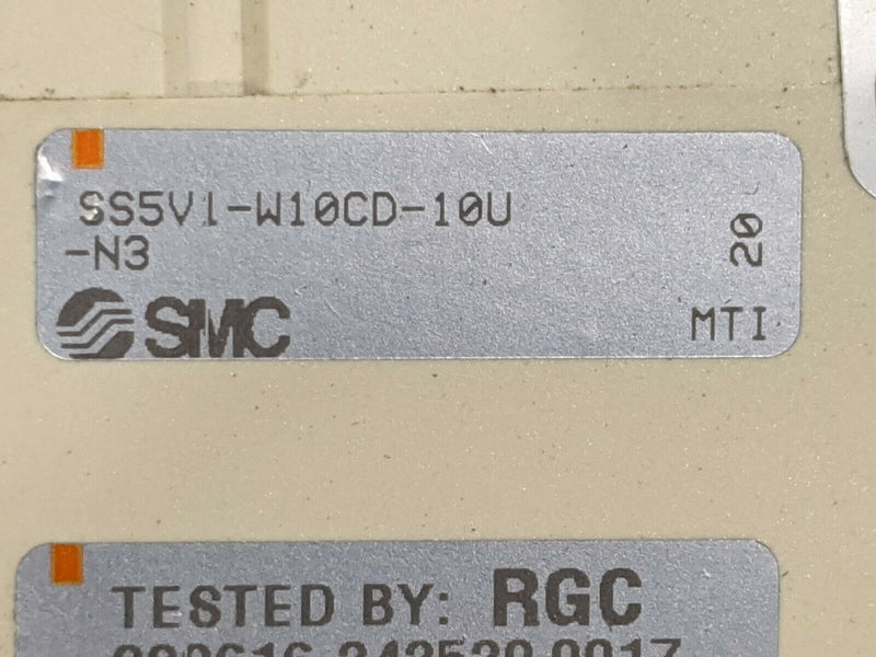 SMC SS5V1-W10CD-10U-N3 Manifold w/ 10) SV1100-5FU Solenoids - Maverick Industrial Sales