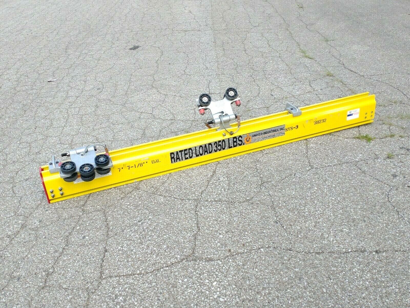 Unified Industries Inc ETA8RW8 Enclosed Rail 350Lbs w/ 20019 20069 Rail Trolleys - Maverick Industrial Sales