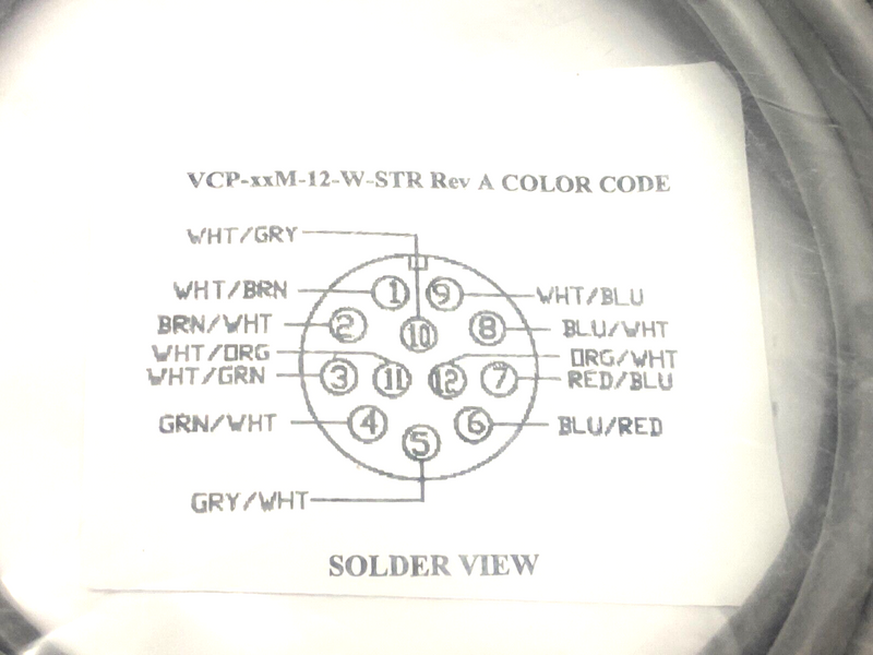 Nortech Systems VCP-15M-12-W-STR Single Ended Cable 12 Pin Straight Connector - Maverick Industrial Sales