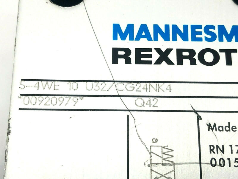 Mannesmann Rexroth 5-4WE 10 U32/CG24NK4 Hydraulic Valve - Maverick Industrial Sales