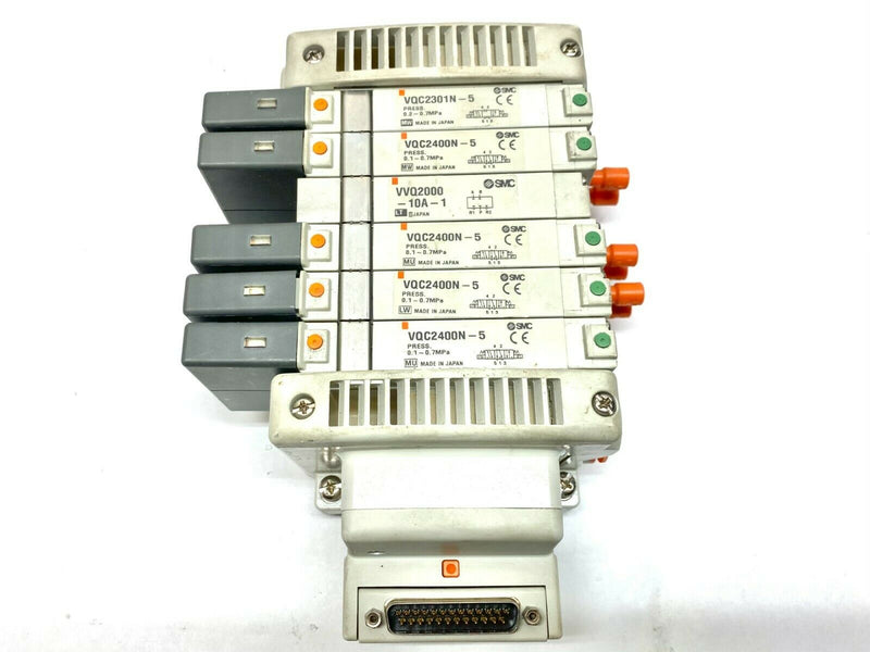 SMC VV5QC11-06 Pneumatic 6 Slot Manifold w/ VQC2400N-5 Valves - Maverick Industrial Sales