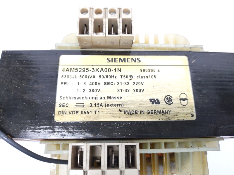 Siemens 4AM5295-3KA00-1N Transformer 400/380V Primary 220/200V Secondary 996365a - Maverick Industrial Sales