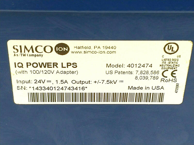 Simco-Ion 4012474 IQ Power LPS Power Supply 24V 1.5A - Maverick Industrial Sales