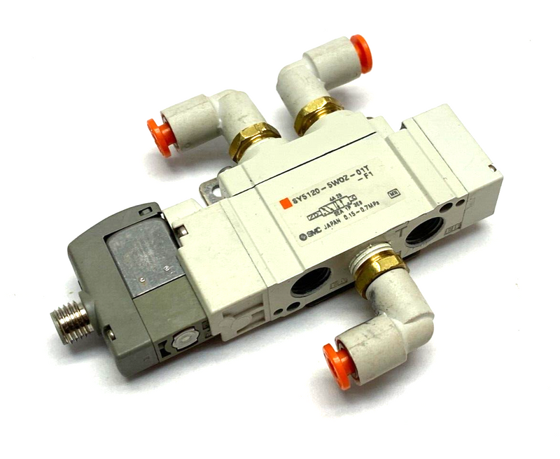 SMC SY5120-5WOZ-01T-F1 Pneumatic Bracketed Solenoid Valve 0.15~0.7MPa - Maverick Industrial Sales