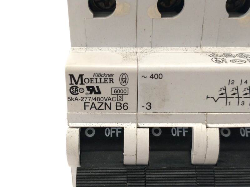Klockner Moeller FAZNB6-3 Circuit Breaker 6A 3-Pole 240/415VAC - Maverick Industrial Sales