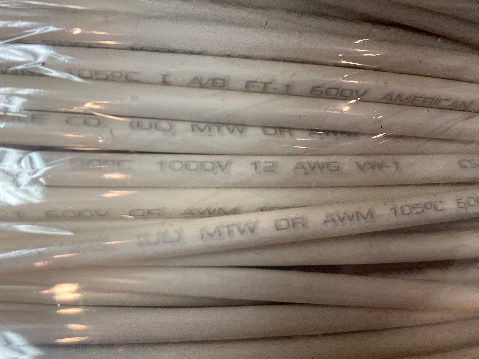 MTW-12G-02 | American Wire & Cable Co Wire 12G 19XBC MTW White 1075ft SPOOL - New – Open box - Maverick Industrial Sales
