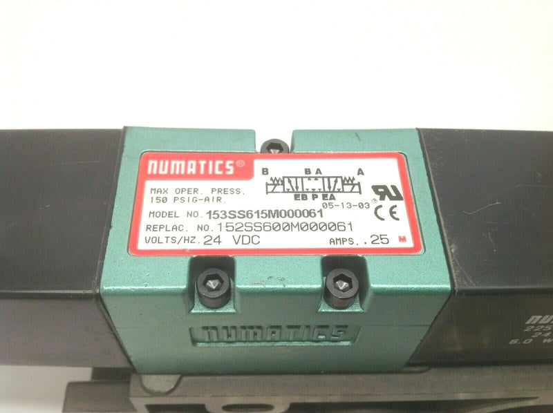 Numatics 153SS615M000061 150 PSIG Max Pneumatic Valve 24VDC with Manifold - Maverick Industrial Sales