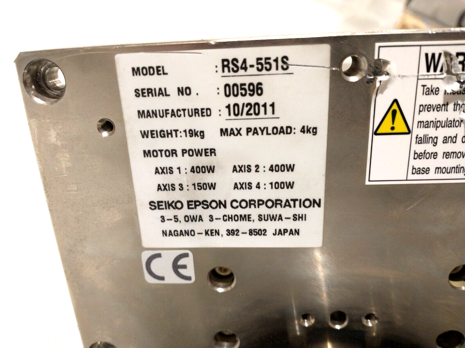 Seiko Epson RS4-551S Spider Ceiling Mounted 4-Axis SCARA Robot 4kg Payload - Maverick Industrial Sales