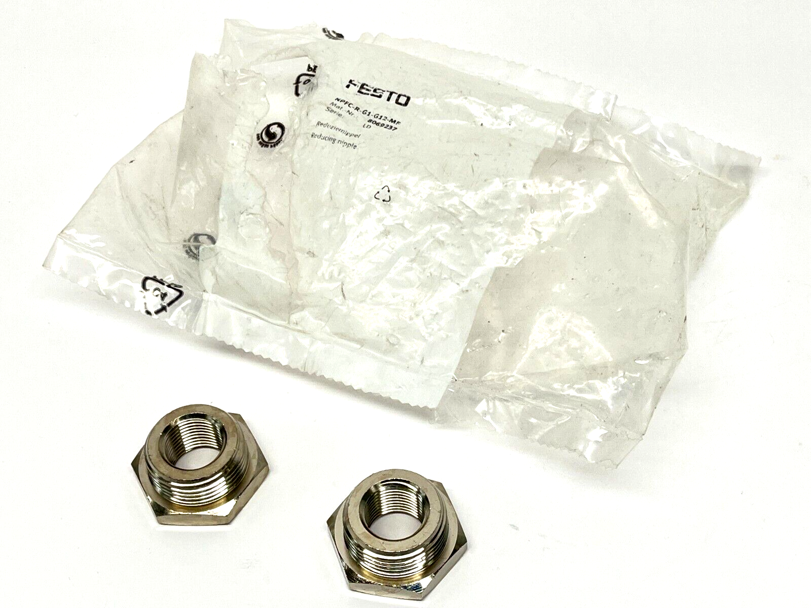 Festo NPFC-R-G1-G12-MF Treaded Adapter Reducing Nipple G1 M to G1/2 F LOT OF 2 - Maverick Industrial Sales