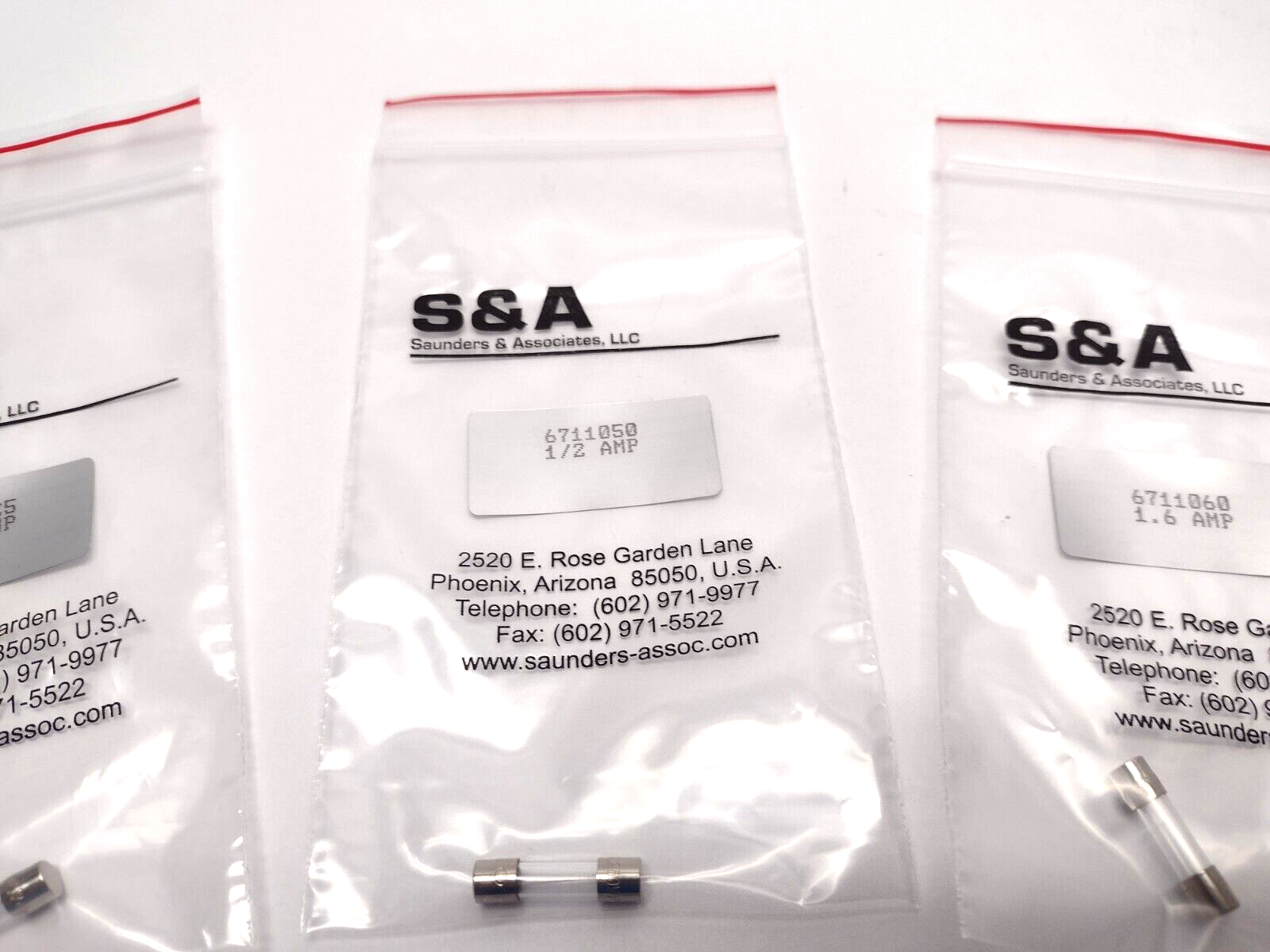 Saunders and Associates  4220 Chamber Fuse Set 0.25A, 0.5A, 1.6A, 2A, 3.15A - Maverick Industrial Sales