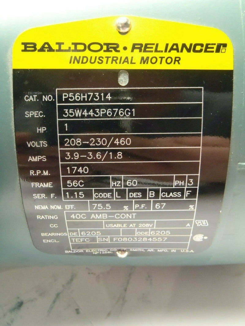 Baldor P56H7314 Electric Motor 1HP 1740RPM 460V 1.8A 3PH - Maverick Industrial Sales