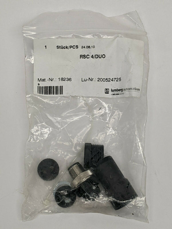 Lumberg RSC 4/DUO Micro Field Attachable Connector, M12, 4-Pole, 18236 - Maverick Industrial Sales