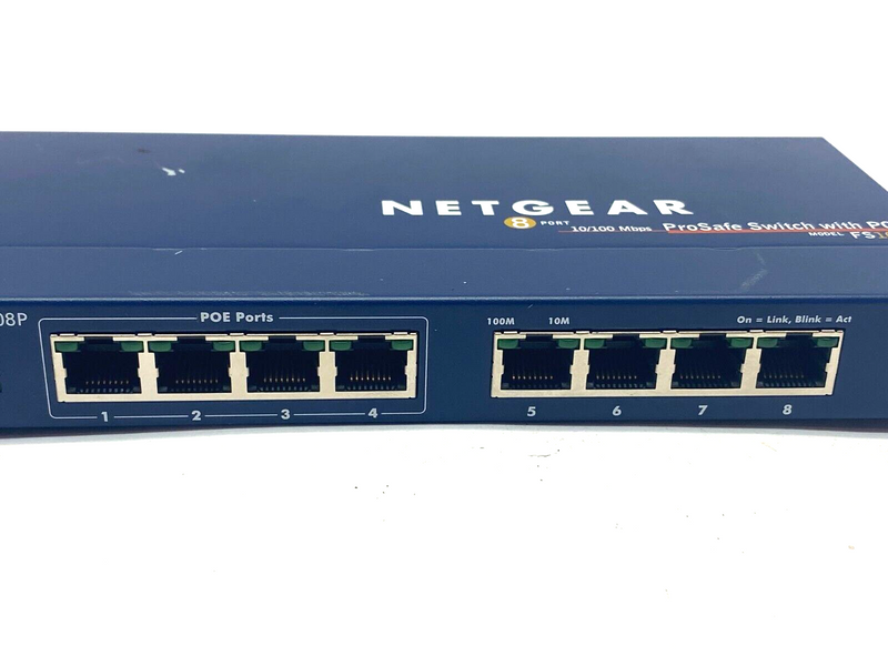 NetGear FS108P 8-Port ProSafe Switch with 4-Port P0E 10/100 Mbps 48VDC - Maverick Industrial Sales