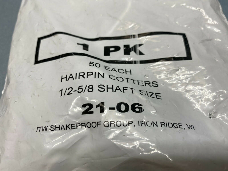 ITW Shakeproof Group 21-06 Hairpin Cotters 1/2-5/8 Shaft Size PACKAGE OF 50 - Maverick Industrial Sales