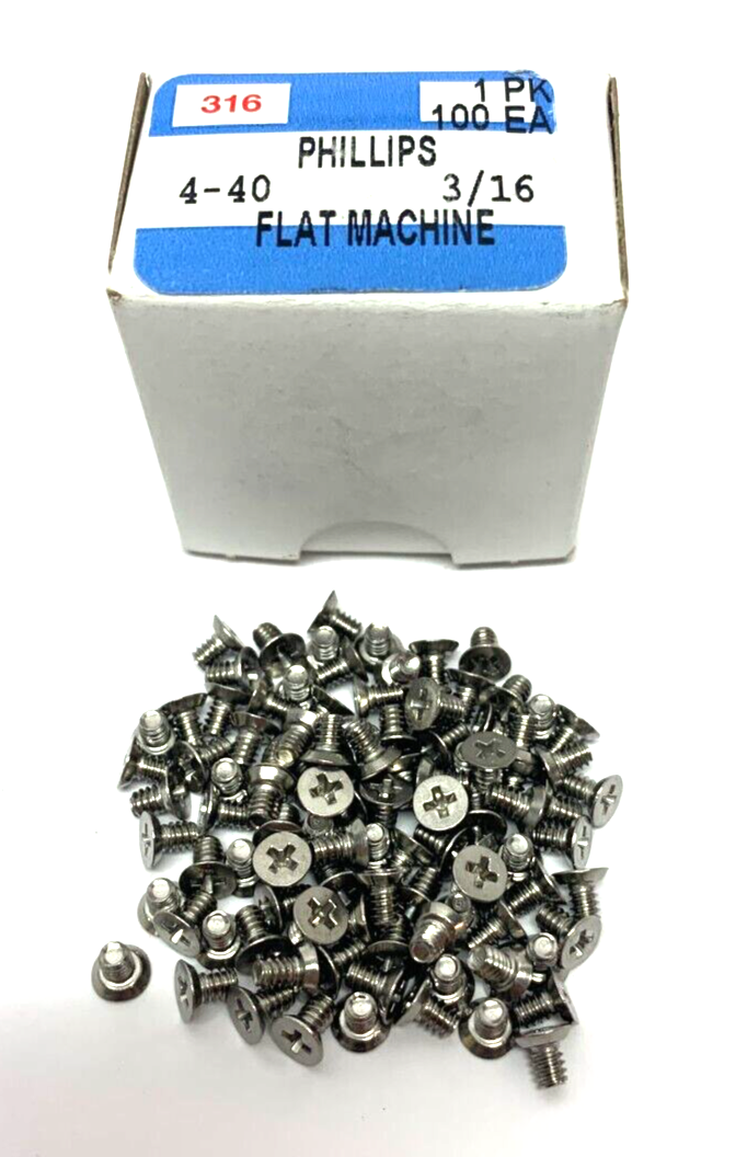 Phillips 3TSMPF04C003 Flat Head Machine Screws Size 4-40 3/16" BOX OF 100 - Maverick Industrial Sales