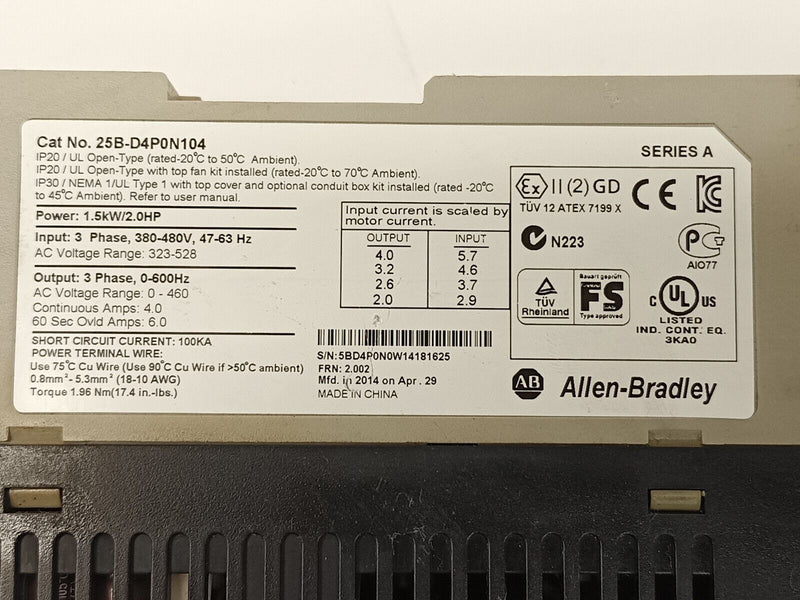 Allen Bradley 25B-D4P0N104 Ser A PowerFlex AC Drive - Maverick Industrial Sales