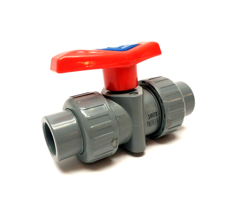 4PGA5 Ball Valve PVC Inline True Union 1/2" Pipe Size, Socket Ends - Maverick Industrial Sales