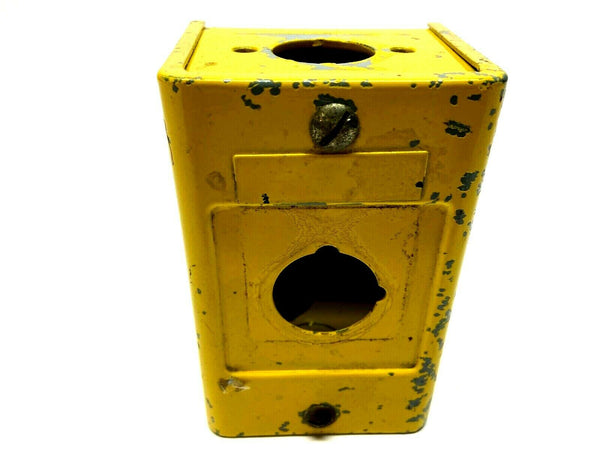 Allen Bradley 1 Pushbutton Opening Yellow Paint Enclosure 4-7/8 x 3-3/8 x 2-7/8" - Maverick Industrial Sales