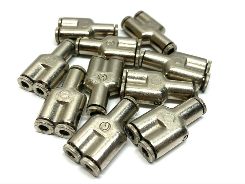 Camozzi 6560 53-00 Union Y Push-In Fitting Nickel Plated 5/32" LOT OF 10 - Maverick Industrial Sales