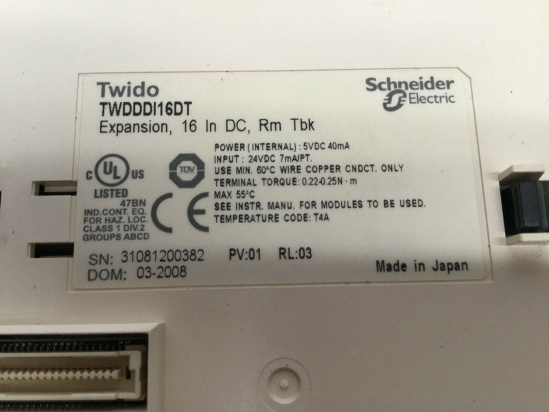 Schneider Electric Twido TWDDDI16DT Expansion, 16 In DC, RM Tbk - Maverick Industrial Sales