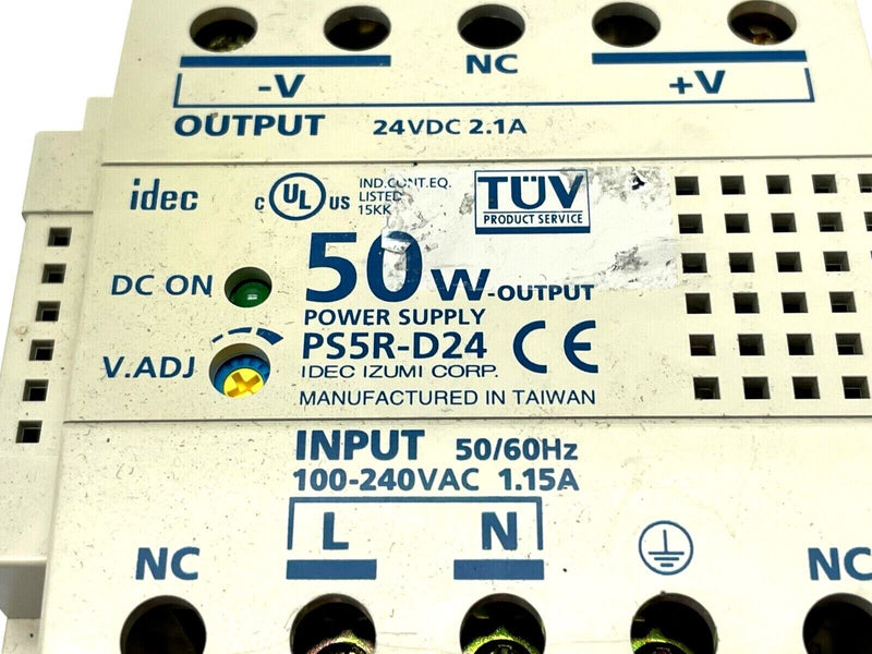 IDEC PS5R-D24 Power Supply AC-DC 24V 2.1A 85-264V In Enclosed DIN Rail Mount - Maverick Industrial Sales