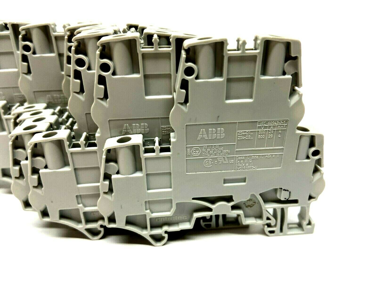 ABB Entrelec 1SNK505210R0000 ZS4-D2 Double Deck Gray Terminal Block LOT OF 9 - Maverick Industrial Sales