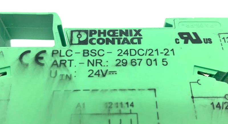 Phoenix Contact PLC-BSC-24DC/21-21 Relay Base 2967015 w/ Schrack RTE25024 Relay - Maverick Industrial Sales