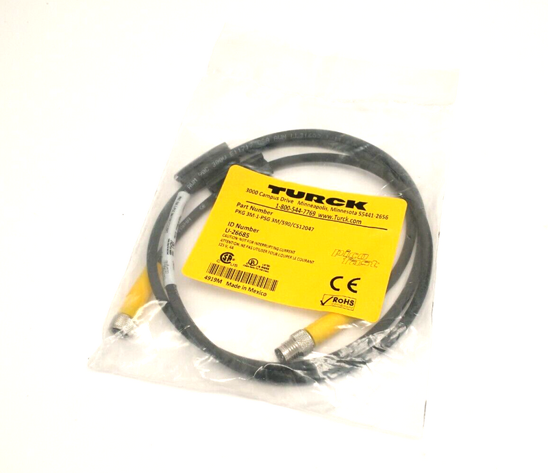 Turck PKG 3M-1-PSG 3M/S90/CS12047 Actuator & Sensor Cordset M8 3-Pin 1m U-26685 - Maverick Industrial Sales