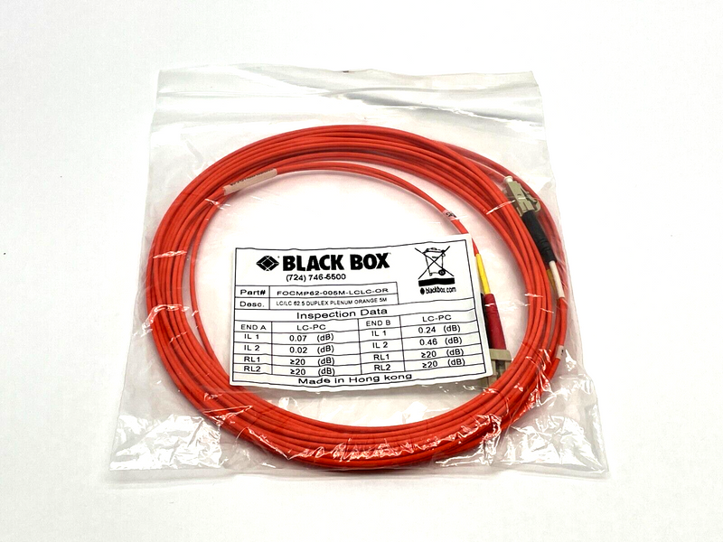 Black Box FOCMP62-005M-LCLC-OR Duplex Patch Cable 5m Length - Maverick Industrial Sales