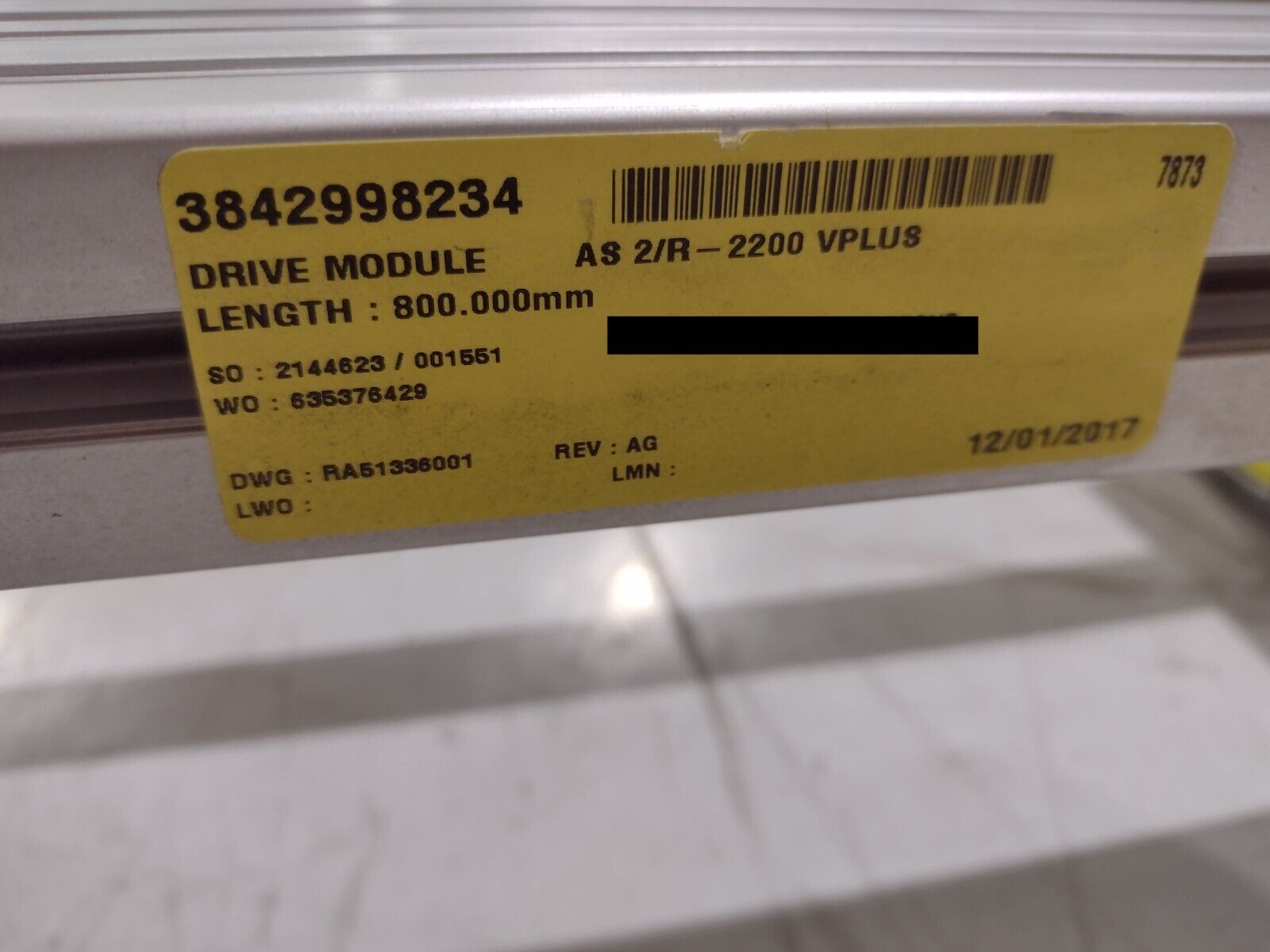 Bosch Rexroth 3842998234 AS 2/R-2200 VPLUS Drive Module 800 mm Motor Detached - Maverick Industrial Sales