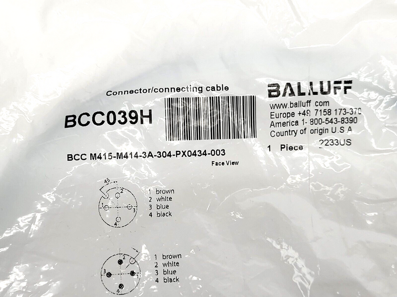 Balluff BCC M415-M414-3A-304-PX0434-003 Double Ended Cordset BCC039H - Maverick Industrial Sales