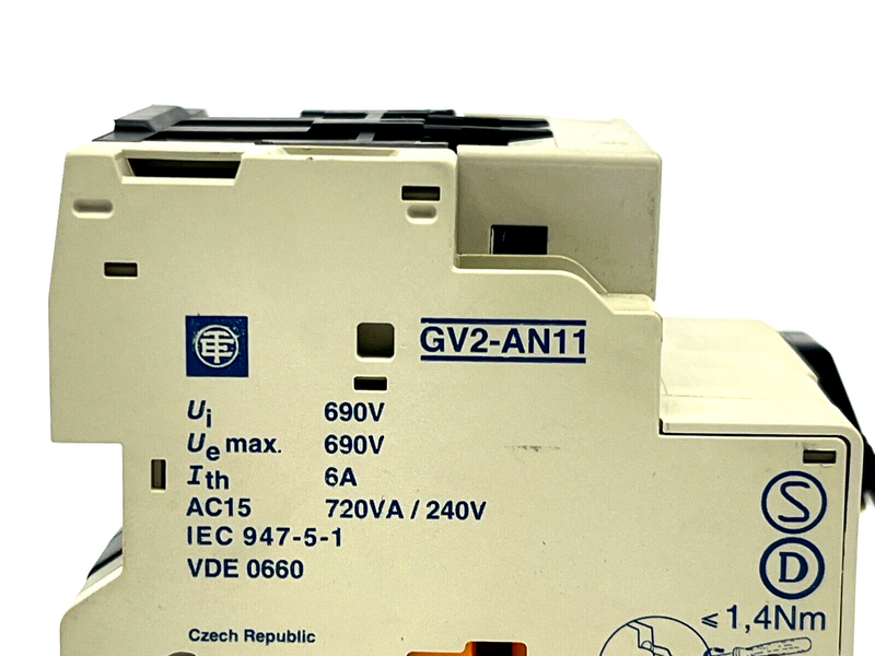 Telemecanique GV2-M10 Motor Circuit Breaker 4-6.3A w/ GV2-AN11 Auxiliary Block - Maverick Industrial Sales