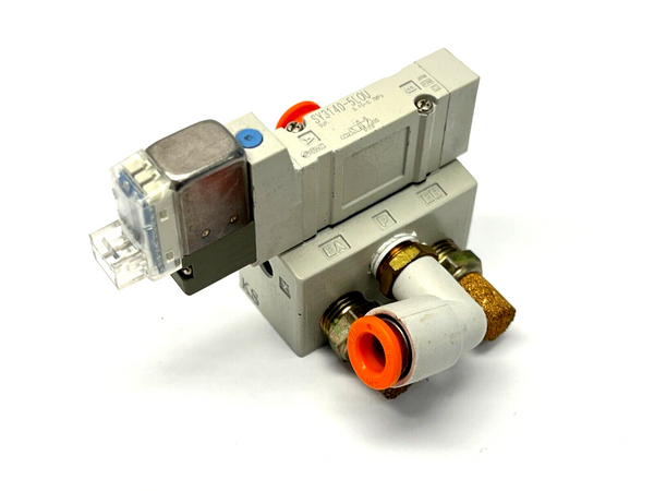 SMC SY3140-5LOU Solenoid Valve w/ SY3000-27-1 Manifold Base - Maverick Industrial Sales