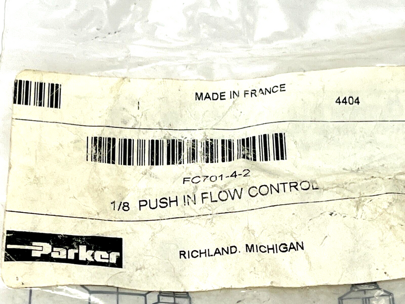 Parker FC701-4-2 Flow Control Valve 1/8" NPT 1/4" Tube - Maverick Industrial Sales