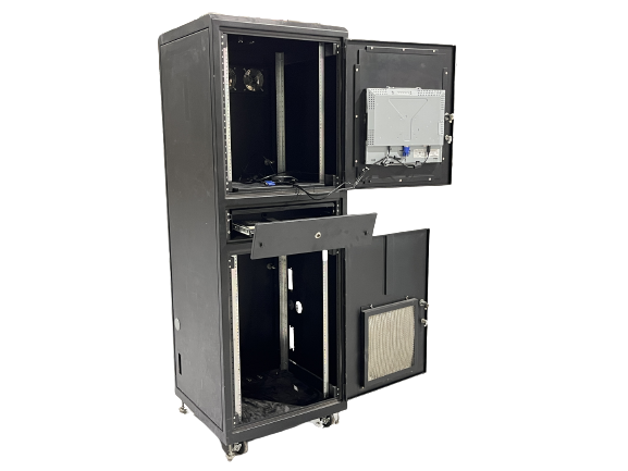 BlackBox Server Cabinet and Tray 72"x24"x24" w/ Tyco ET1939L-8CWA-3-NPB-G Screen - Maverick Industrial Sales
