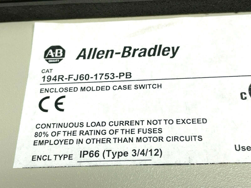 Allen Bradley 194R-FJ60-1753-PB Ser. B Enclosed Fused Disconnect Switch - Maverick Industrial Sales