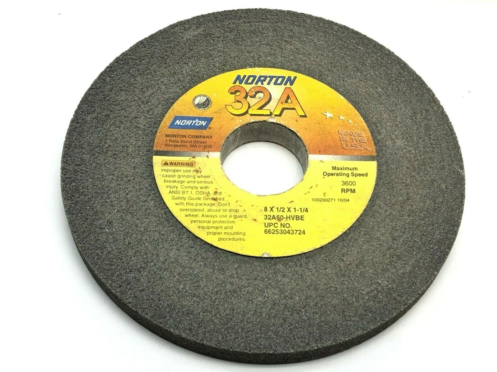 Norton 32A60-HBVE Grinding Wheels 1-1/4" Bore 3600 RPM LOT OF 5 - Maverick Industrial Sales