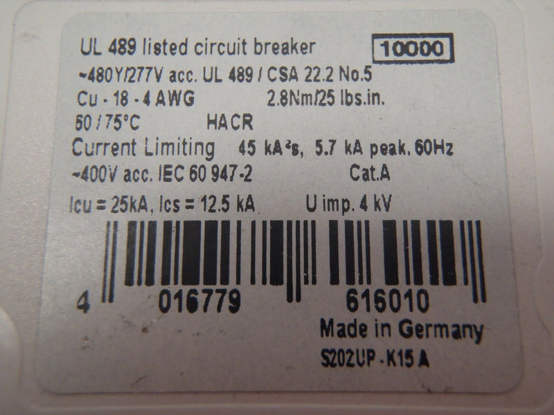 Set of (2) ABB Circuit Breakers W/ (1) S202UP-K15A & S202U-K15A - Maverick Industrial Sales