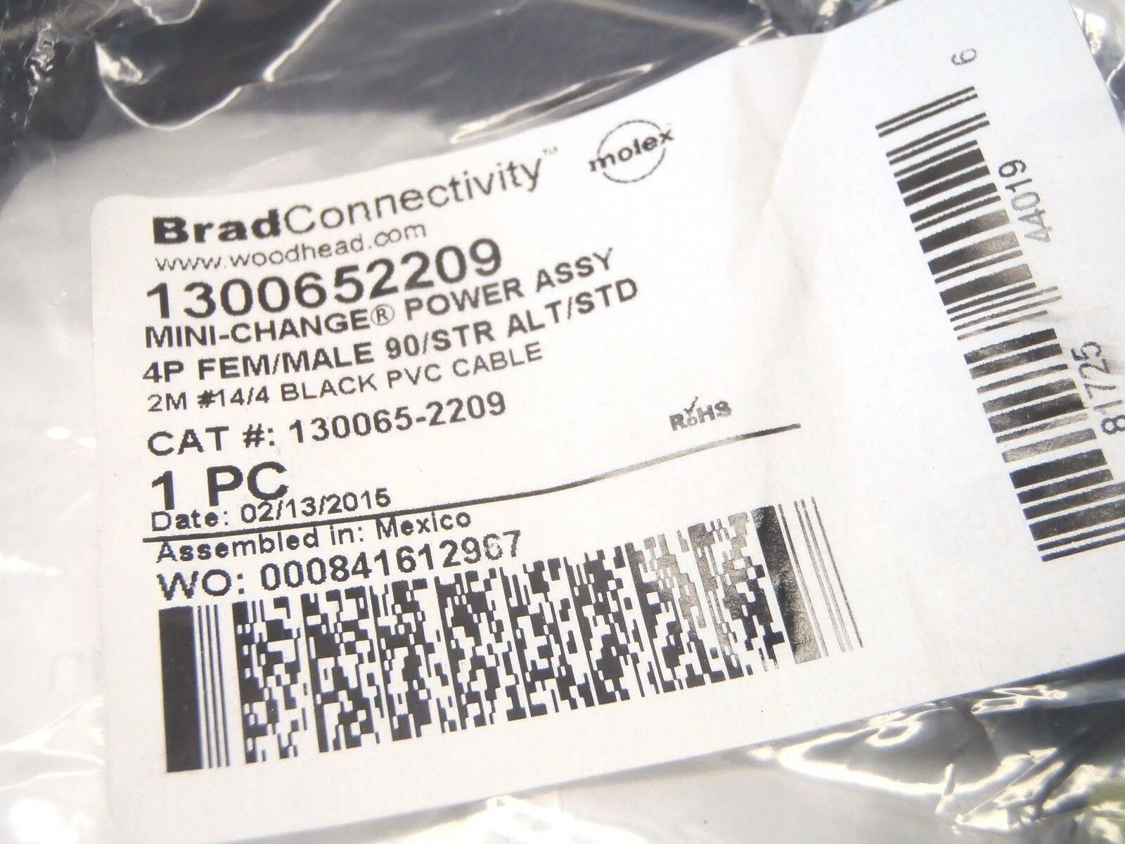 Molex Woodhead BradConnectivity 1300652209 Mini-Change Power Assy - Maverick Industrial Sales