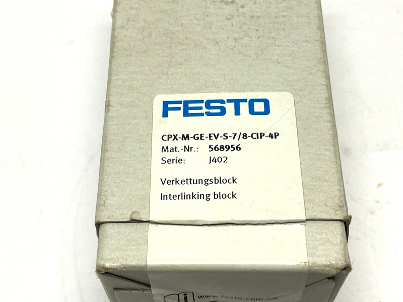 Festo CPX-M-GE-EV-S-7/8-CIP-4P Interlinking Block 568956 - Maverick Industrial Sales