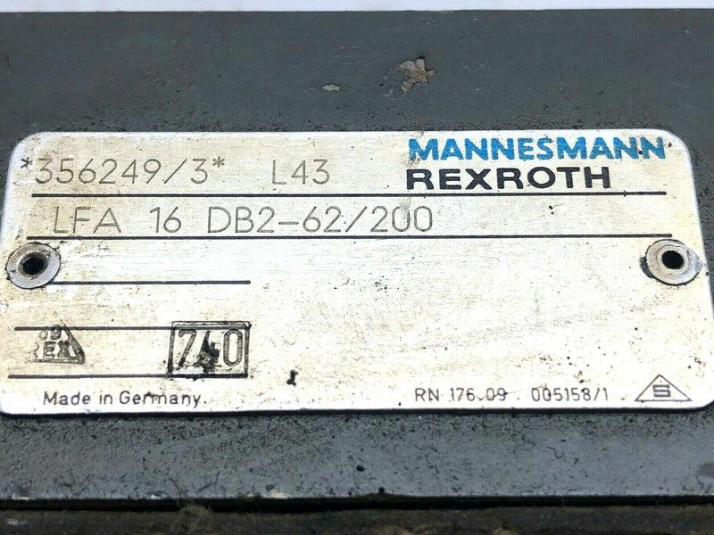 Mannesmann Rexroth LFA 16 DB2-62/200 Hydraulic Valve - Maverick Industrial Sales