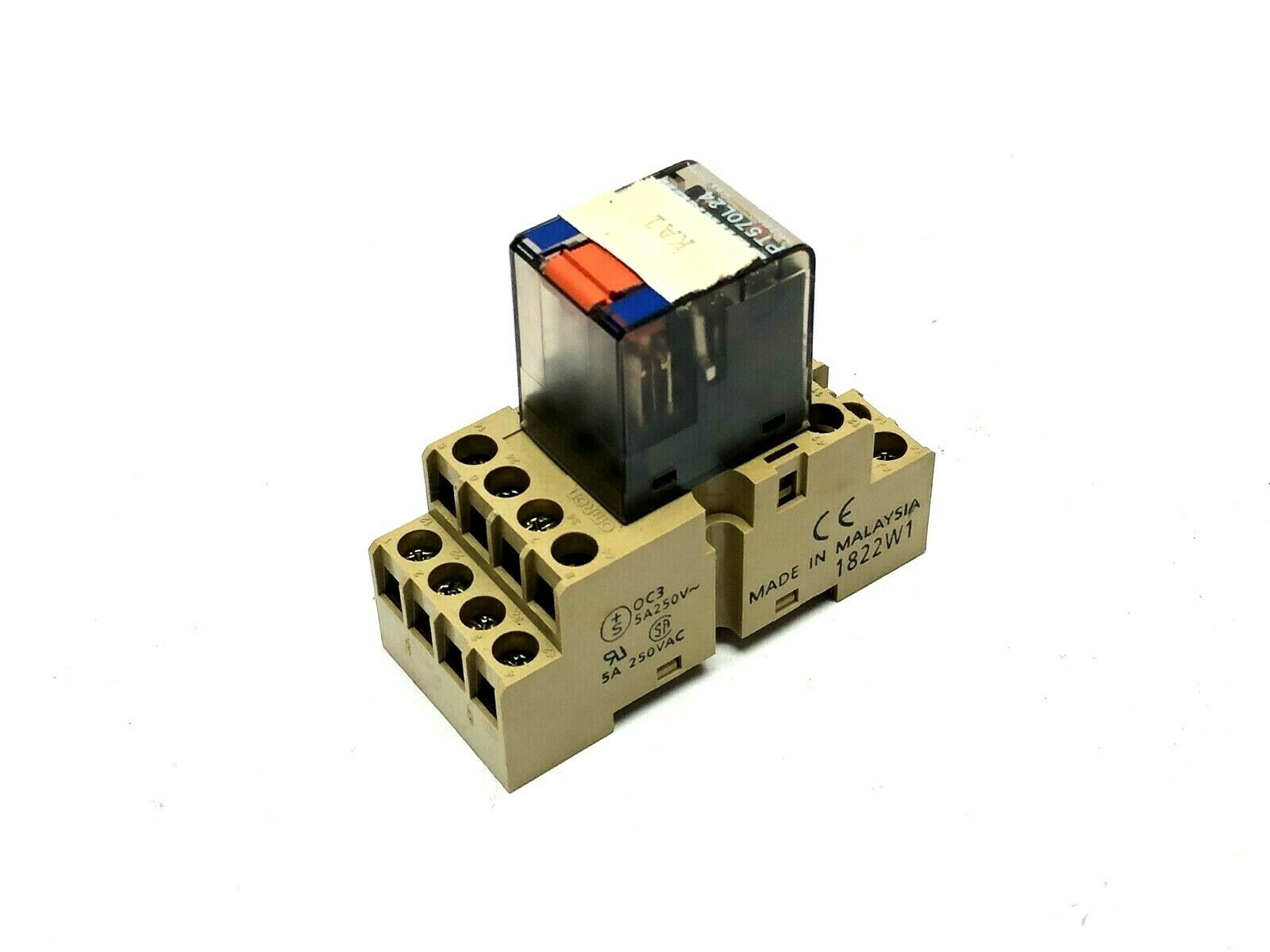 Omron PYF-14A-N Relay Socket w/ Schrack PT570L24 Relay - Maverick Industrial Sales