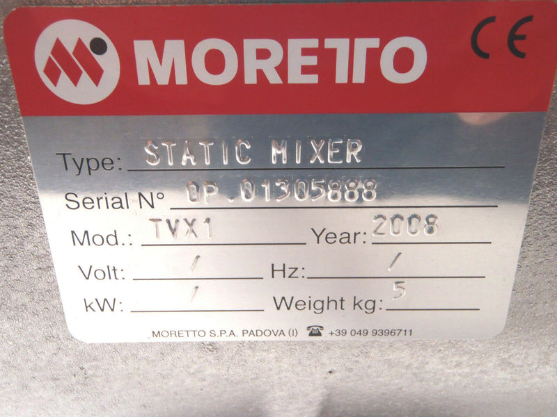 Moretto TVX1 Static Mixer for Plastics Automation - Maverick Industrial Sales