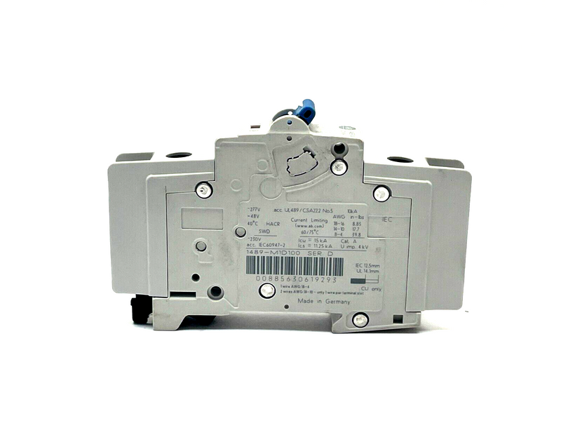 Allen Bradley 1489-M1D100 Ser. D Breaker Miniature 10A 1P 277VAC 48VDC - Maverick Industrial Sales