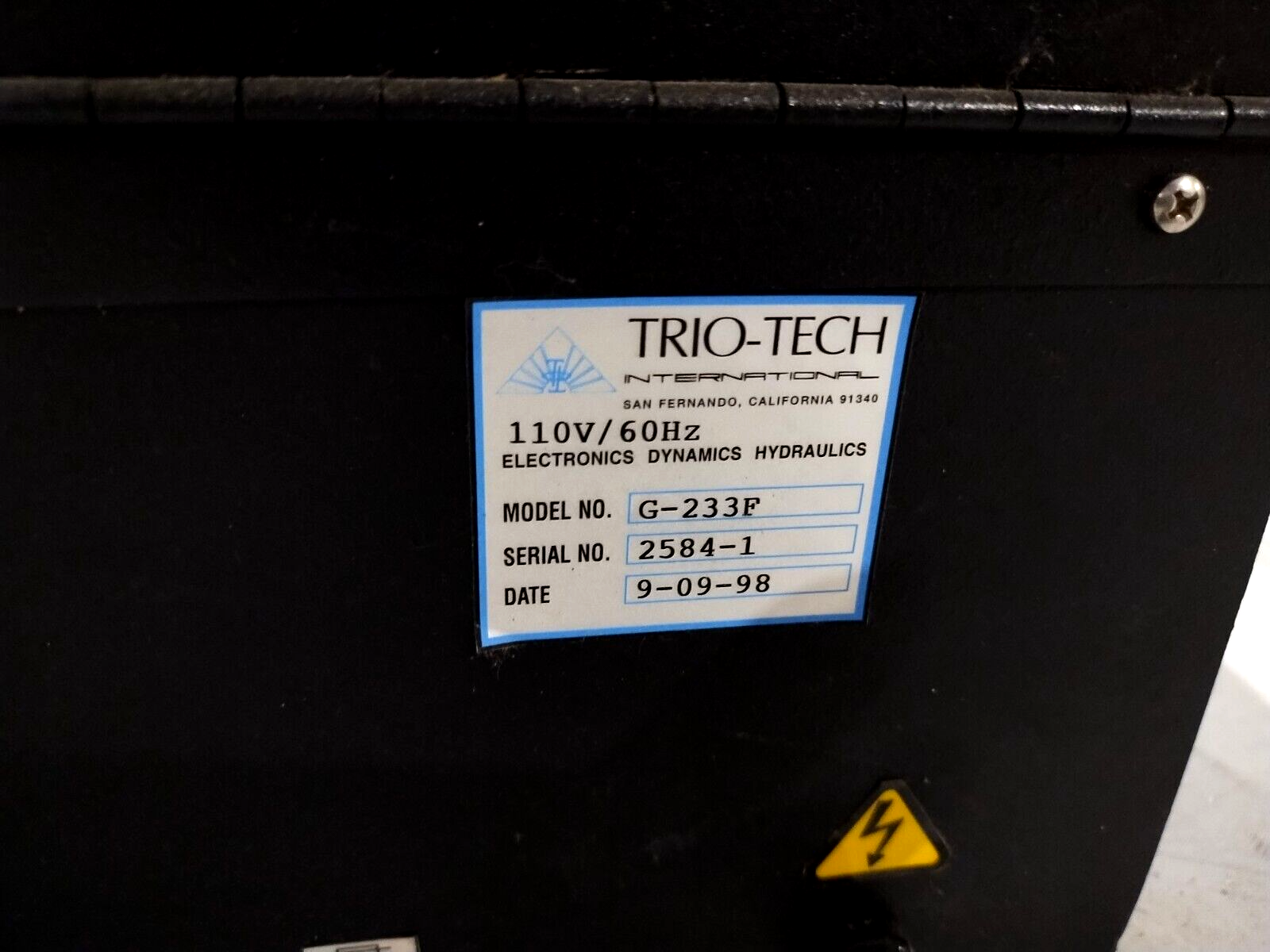 TRIO-TECH G-233F Leak Detector Filtration System 110V - Maverick Industrial Sales