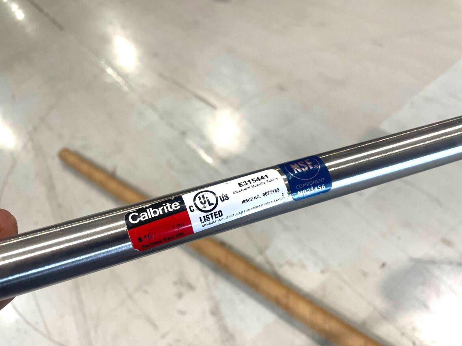 S10710CT00 | Calbrite EMT Conduit Tubing, 3/4", Stainless Steel 304L, E315441, 10' - New – Open box - Maverick Industrial Sales