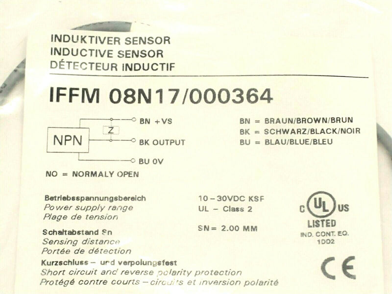 Baumer IFFM 08N17/000364 Inductive Proximity Switch 10-30 VDC - Maverick Industrial Sales